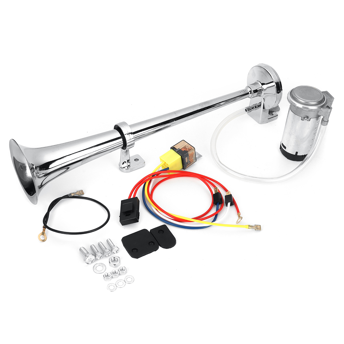 Kit de compresor de bocina de aire de trompeta única de 12V 150DB para coche, camión, barco, furgoneta, tren