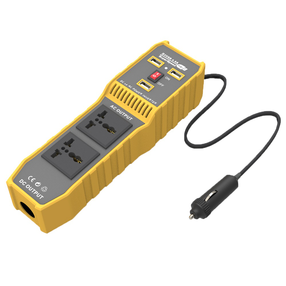 800W Peak Car Power Inverter DC 12V to AC 110V 220V Modified Sine Wave Converter with 2 AC Sockets & One Cigars Lighter Port & 3 USB Ports