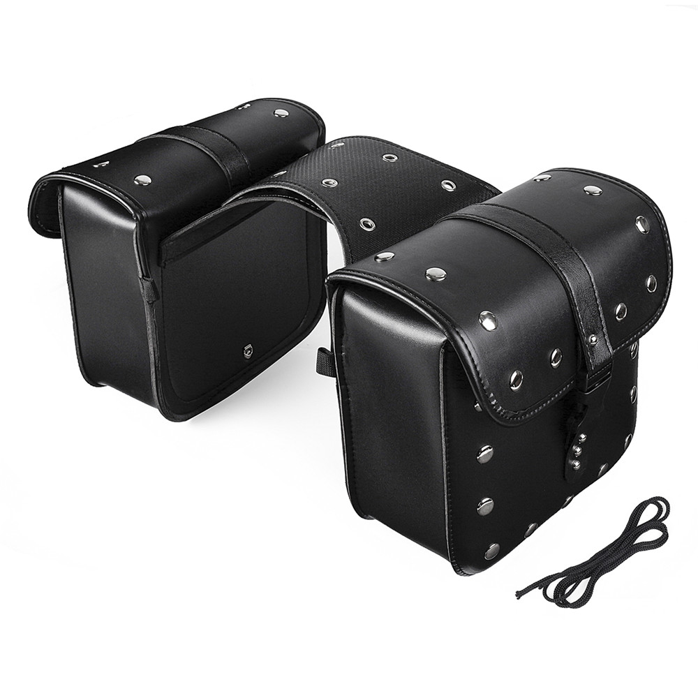 Pair Black PU Leather Motorcycle Modified Tool Bag Luggage Saddlebags for Harley