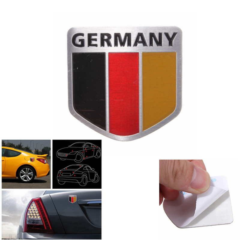 Aluminum Germany Flag Shield Car Emblem Badge Decals Sticker Truck Auto