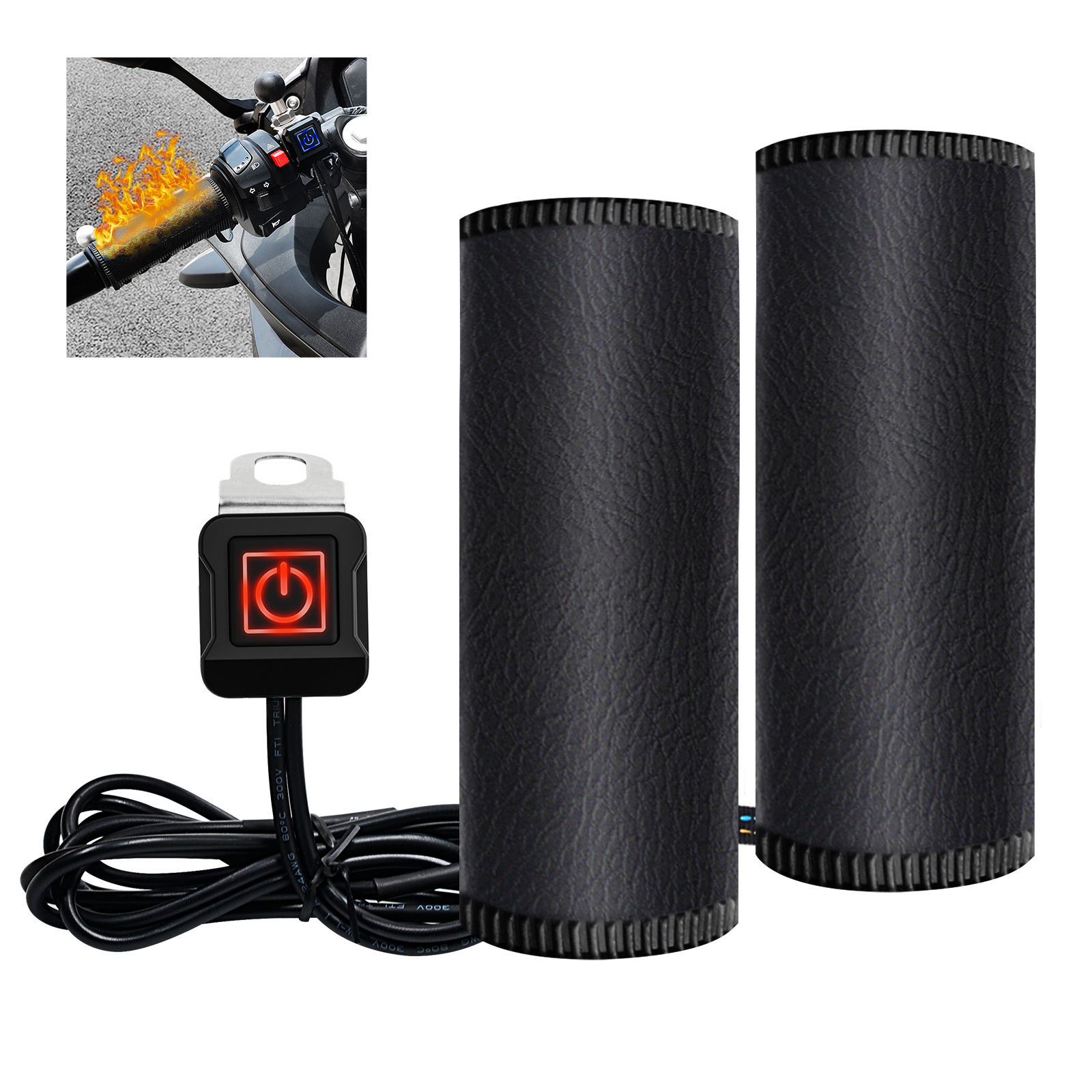 12V Electric Heated Handlebar Grip Cover Waterproof Hand Warmer Winter Motorbike Motorcycle