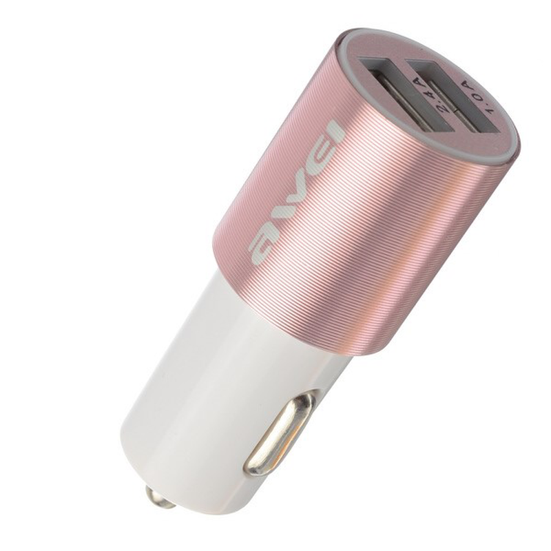 Awei® Metal Dual USB Quick Car Charger 5V 2.4A para Iphone SE/6S/6S Plus/6/6 Plus/Pc/Ipad