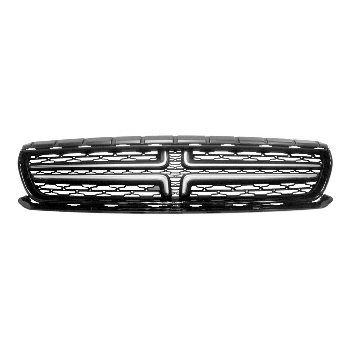 Black & Silver ABS Front Upper Bumper Grill Grille for Dodge Charger 2015-2018