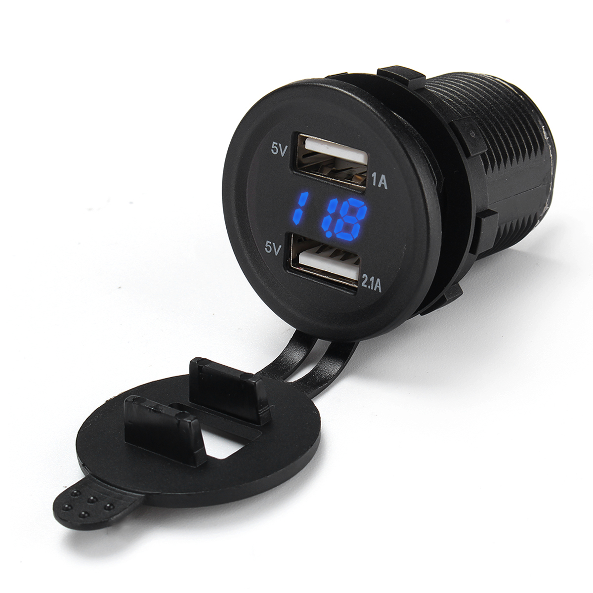 12V-24V 3.1A Dual USB Ladegerät Steckdose Adapter Spannung Voltmeter für Motorrad Auto Boot Marine