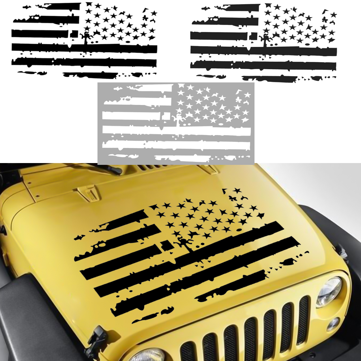 Car American USA Flag Hood Blackout Vinyl Decal Stickers for Jeep/Wrangler JK TJ YJ