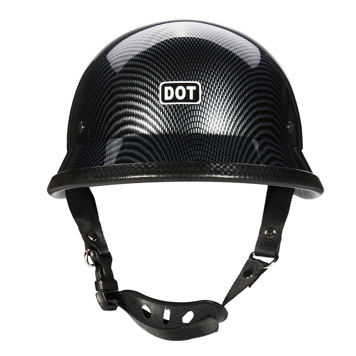 Casco de media cara de fibra de carbono para motocicleta alemana DOT Chopper Cruiser Biker M/L/XL