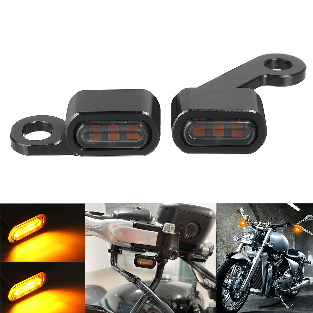 2Pcs Motorcycle Mini LED E Mark Turn Signal Light Running Indicator Lamp for Harley Sportster 2004-2020