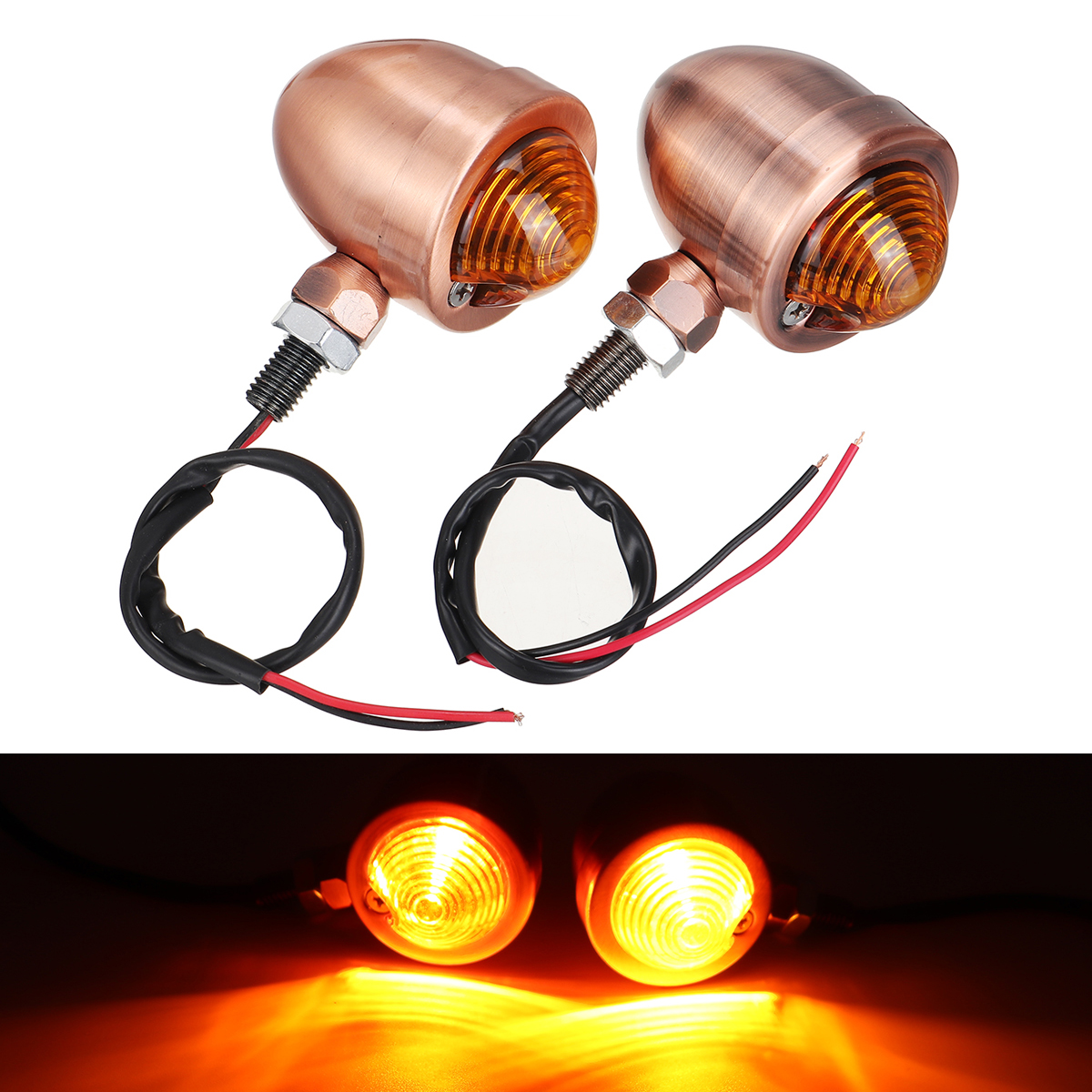 12V Motorcycle Bullet Turn Signal Indicator Light Lamp for Harley Cafe Racer 10Mm Amber