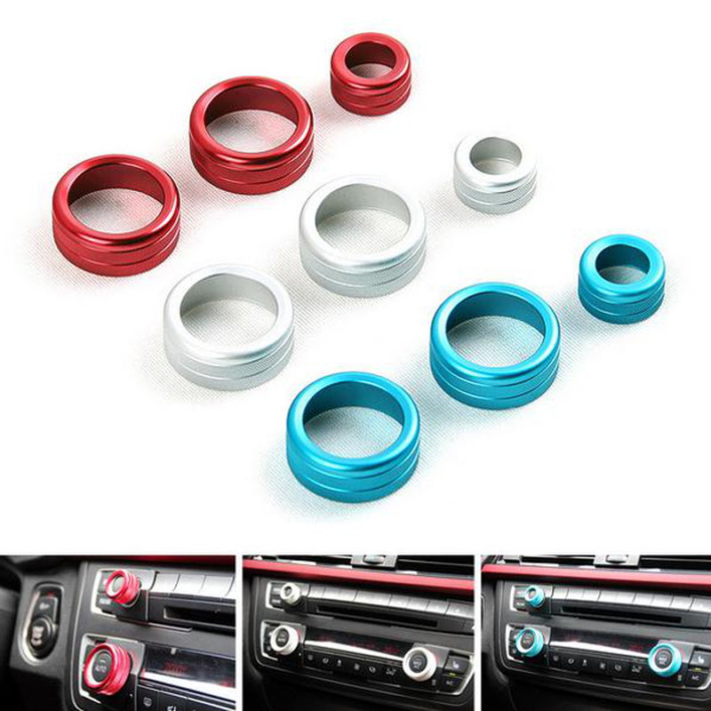 3 Teile / satz Auto Alu Dekorative Abdeckungen Stereo A/C Knopf Kreise Knopf Ring für BMW 5er 6er 7er 5er GT