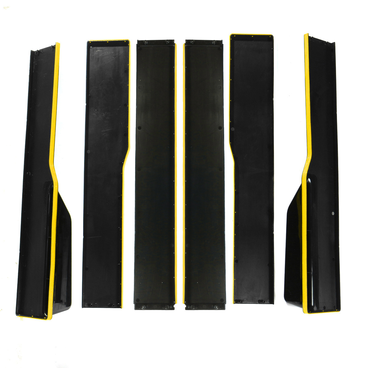 2.2M / 86.6 Inch Universal Black Side Skirt Extension Rocker Panel Splitter Yellow Line