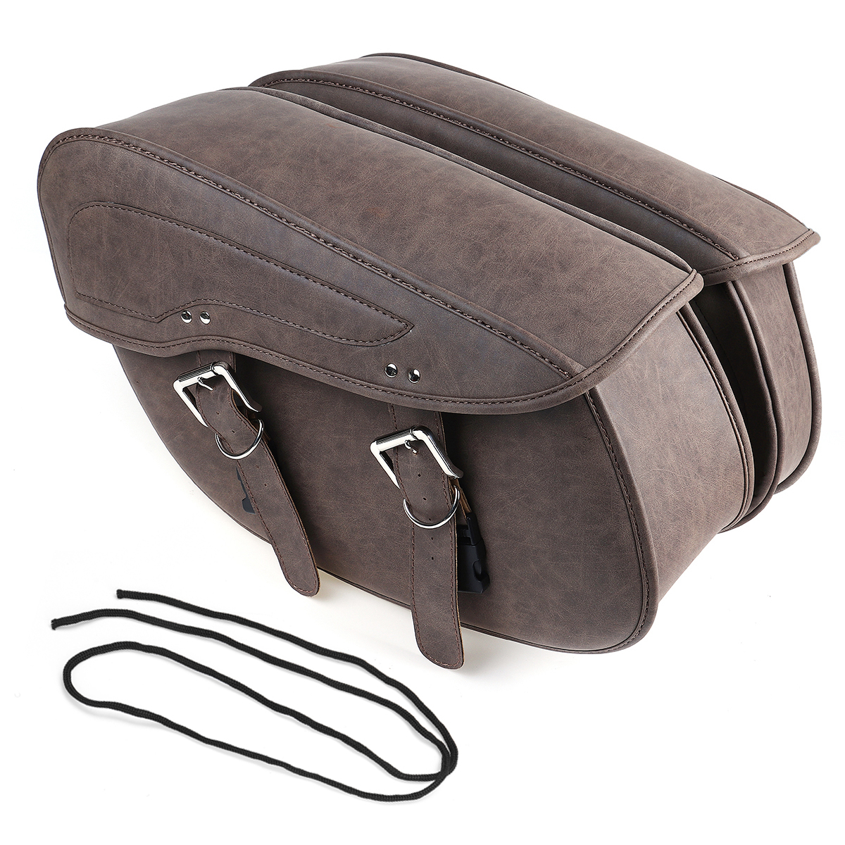 2Pcs Universal Motorcycle Saddlebags Tool Side Saddle Bags Waterproof PU Leather