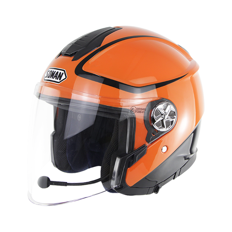 SOMAN Halbgesichtshelm mit integriertem Bluetooth-Headset, Doppelvisier für Motorräder, Motocross, Fahrrad, Scooter SM519