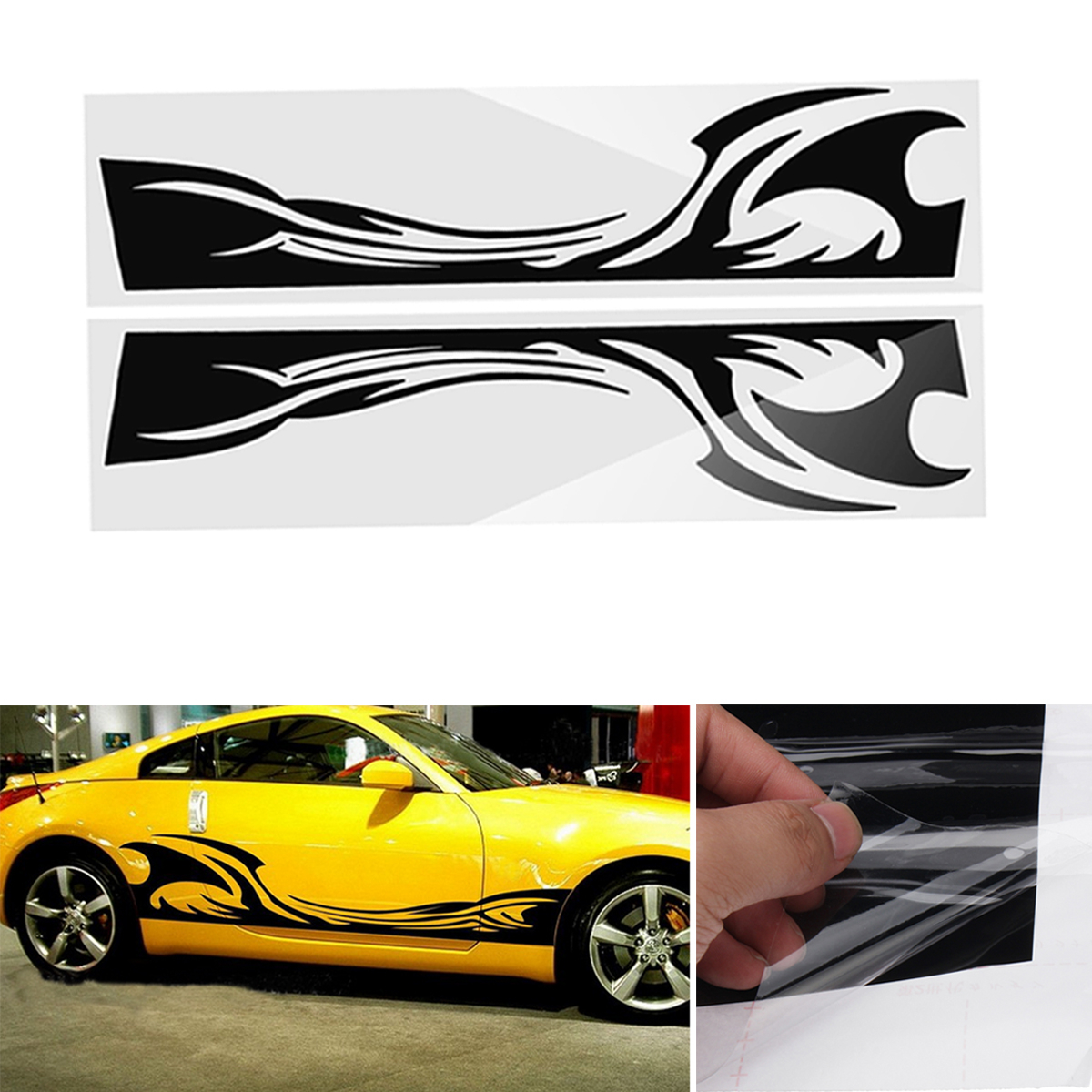 210Cm * 38Cm Sports Stripe Pattern Style Car Stickers Calcomanía de vinilo para Race SUV Side Body