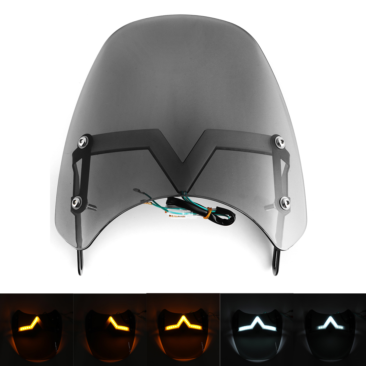 Universal LED Front Fairing Windshield Motorcycle Windscreen Fitting 5