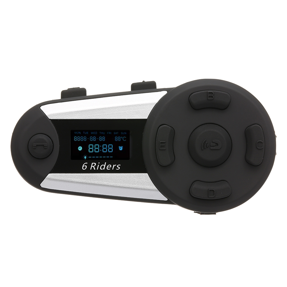 EUROFONE 1200M 6 Riders BT Casco de motocicleta Bluetooth Intercom Auricular FM Radio MP3 GPS Full Duplex Inalámbrico impermeable con micrófono de pantalla