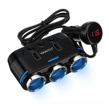 Black Dual USB Port 3 Way Auto Car Cig arette Lighter Socket Splitter Charger DC 12V Plug Adapter