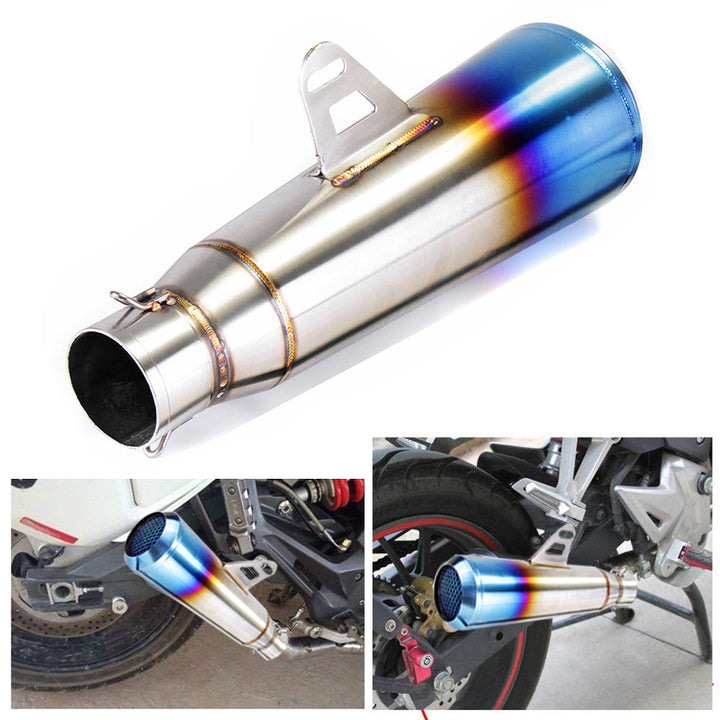 White Smoke 38mm-51mm Stainless Steel Half-blue Motorcycle Exhaust Muffler Pipe For Honda/Yamaha/Suzuki/Kawasaki