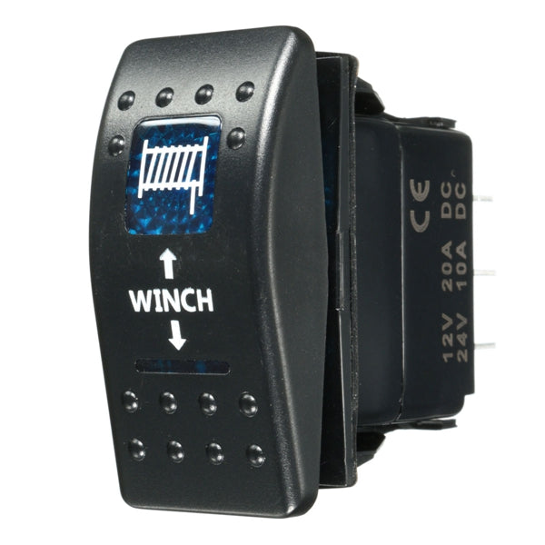 Dark Slate Gray Winch In Winch Out Rocker Switch Dual LED Signal Light For Caravan UTE Marine Boat 7Pin