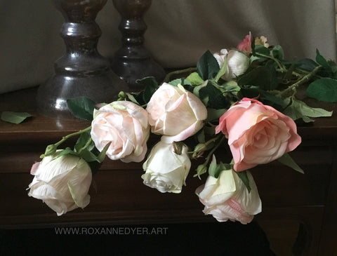 Roses vignette, setup for a painting by artist Roxanne Dyer, ROSES Project 2022