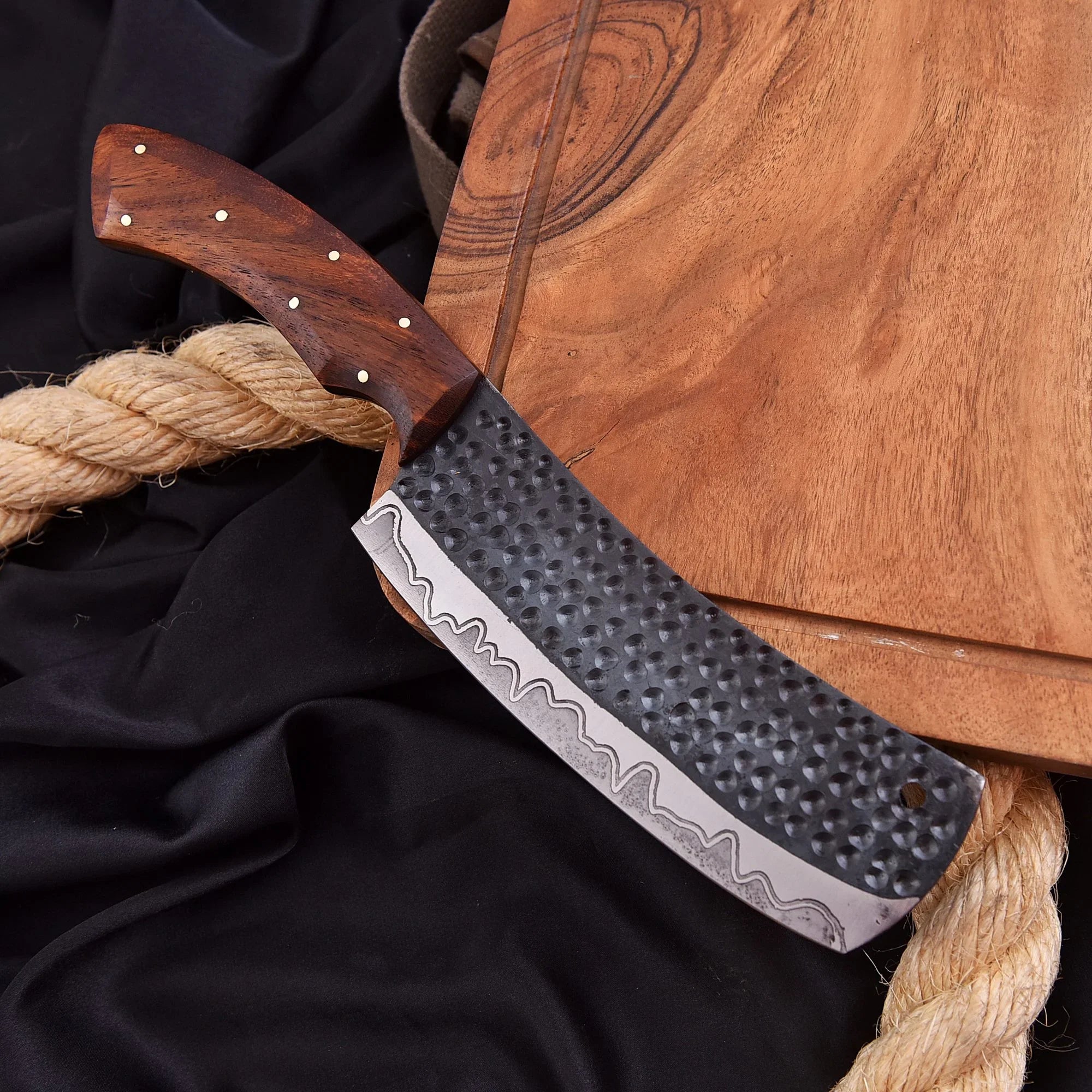 “The Ironwood Butcher” – 1095 Carbon Steel Cleaver Chef Knife by Shard Blade