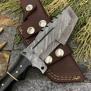 SHARDBLADE CUSTOM HAND FORGED DAMASCUS STEEL TRACKER HUNTING KNIFE WITH SHEATH