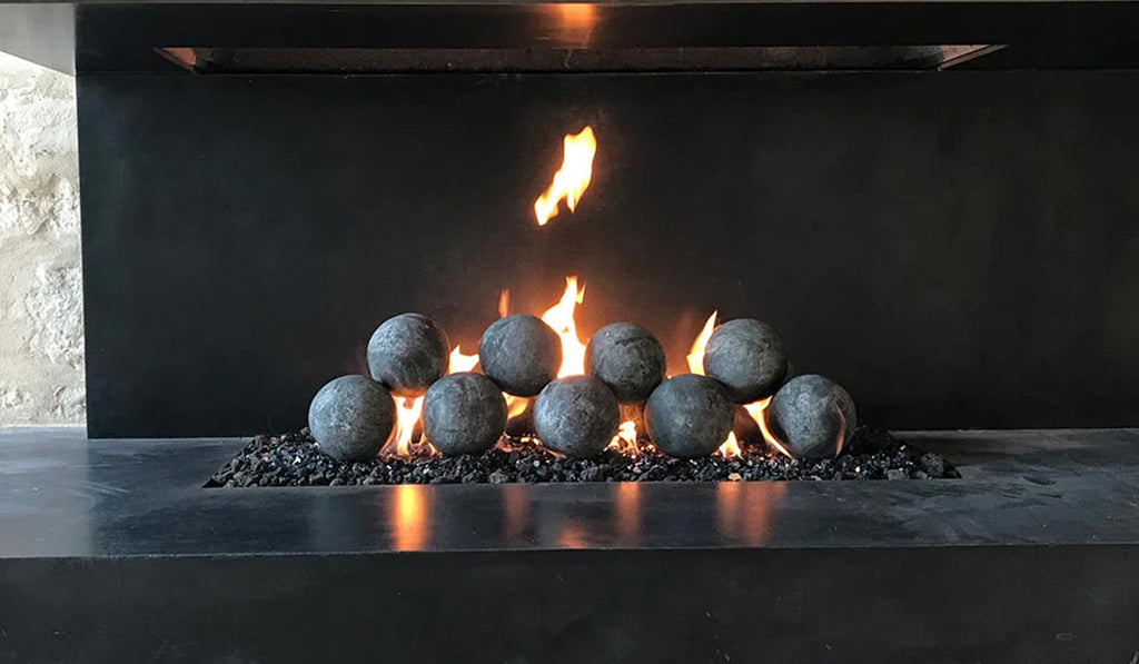 Fireballs in a gas fireplace.