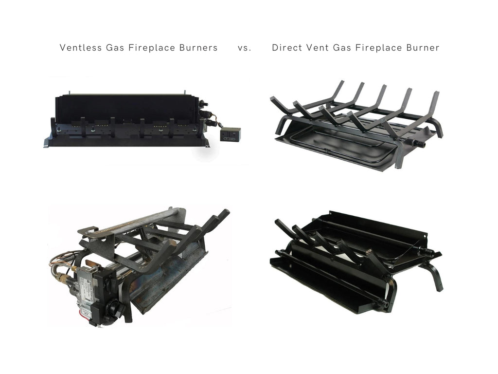 Four types of gas burners for a gas fireplace.