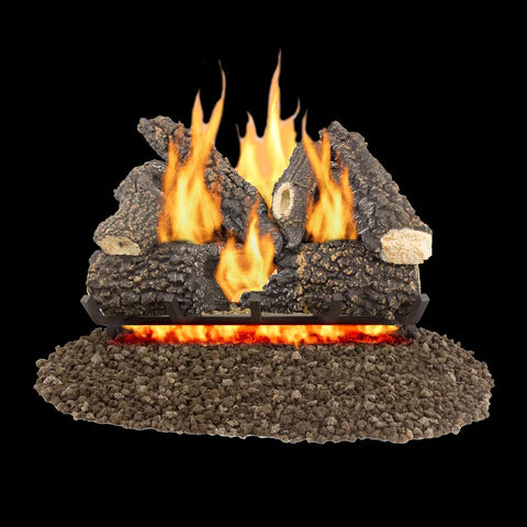 Pleasant Hearth Arlington gas log set close up.