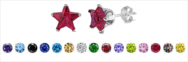 Colored CZ Stamping Earrings