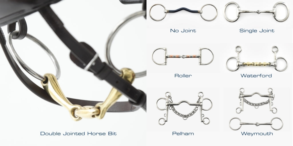 Different horse bit mouthpieces that are available