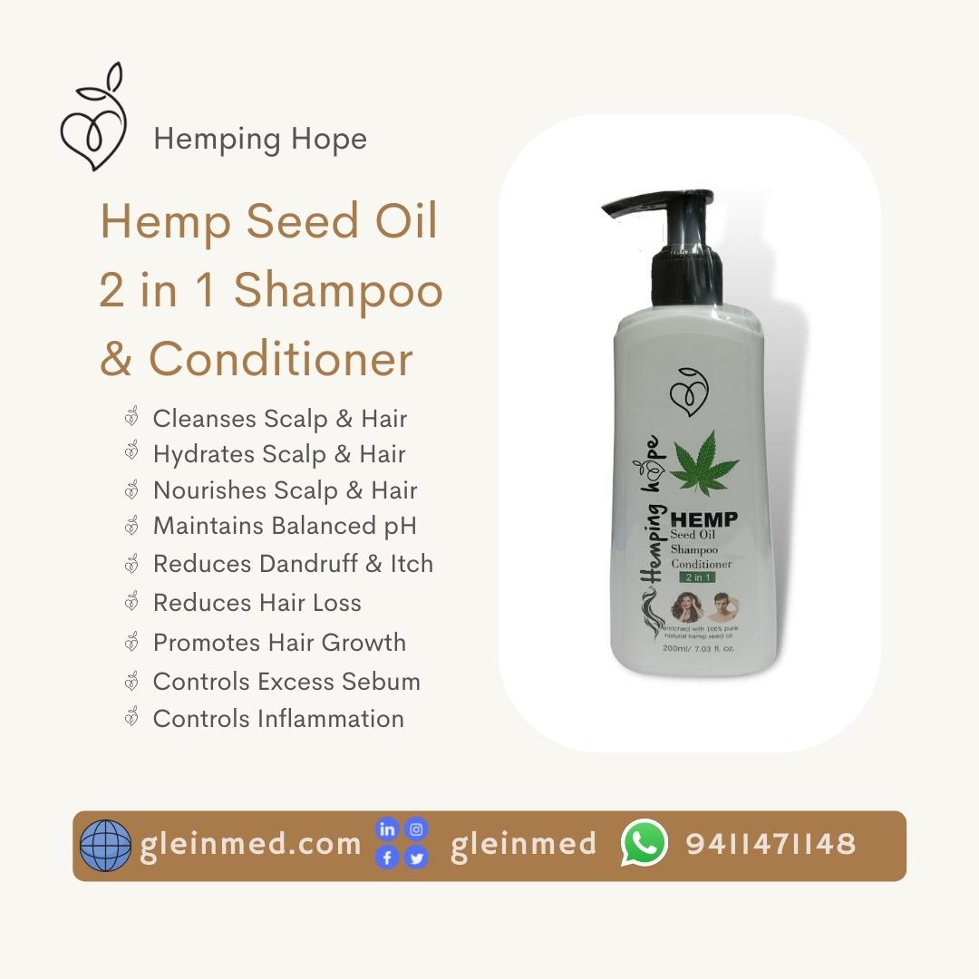 Hemping Hope Benefits of Hemp Seed Oil Shampoo and conditioner for Hair care Glein Pharma