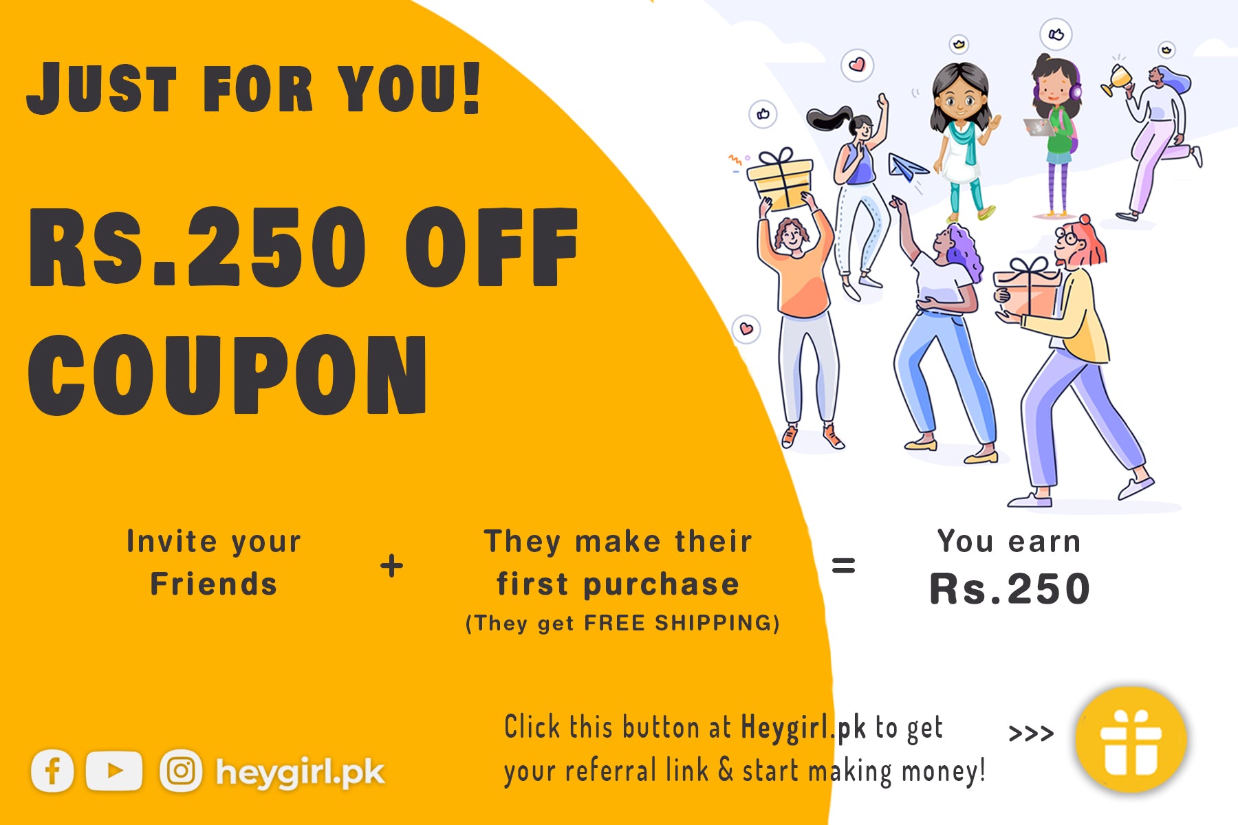 heygirl.pk referral and rewards program in karachi lahore islamabad pakistan