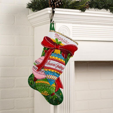 Santa's Peppermint Express Bucilla Felt Stocking Kit