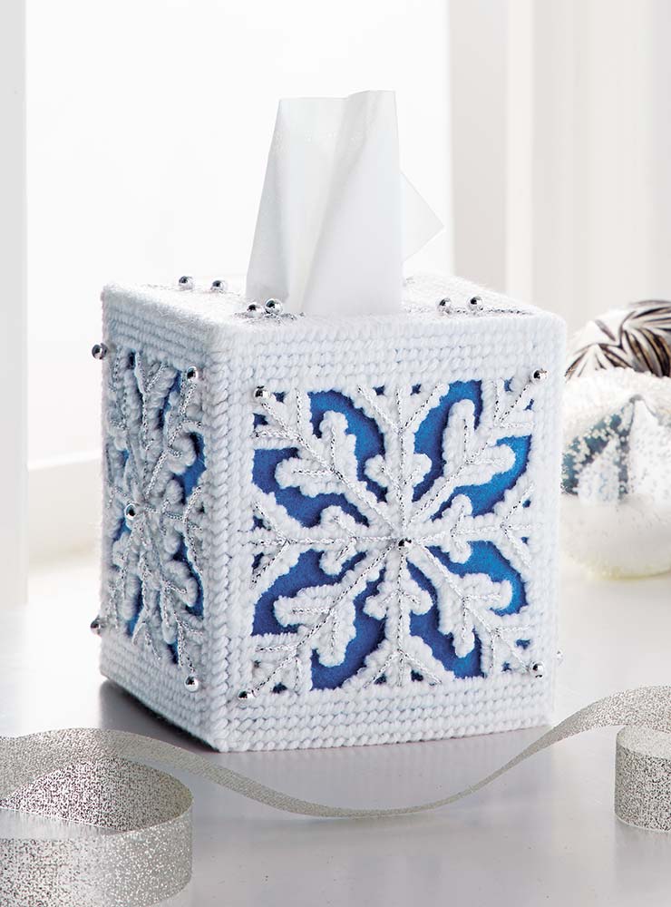 Snowy Winter Plastic Canvas Tissue box Cover