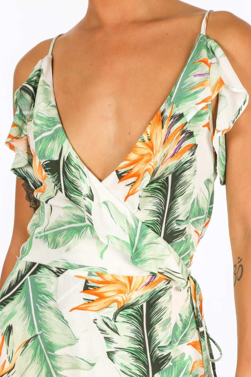 Tropical Print Wrap Dress on Sale, UP ...
