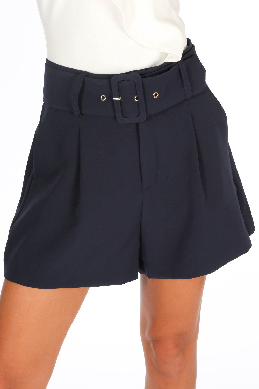 Belted Tailored Shorts In Navy – Dressed in Lucy