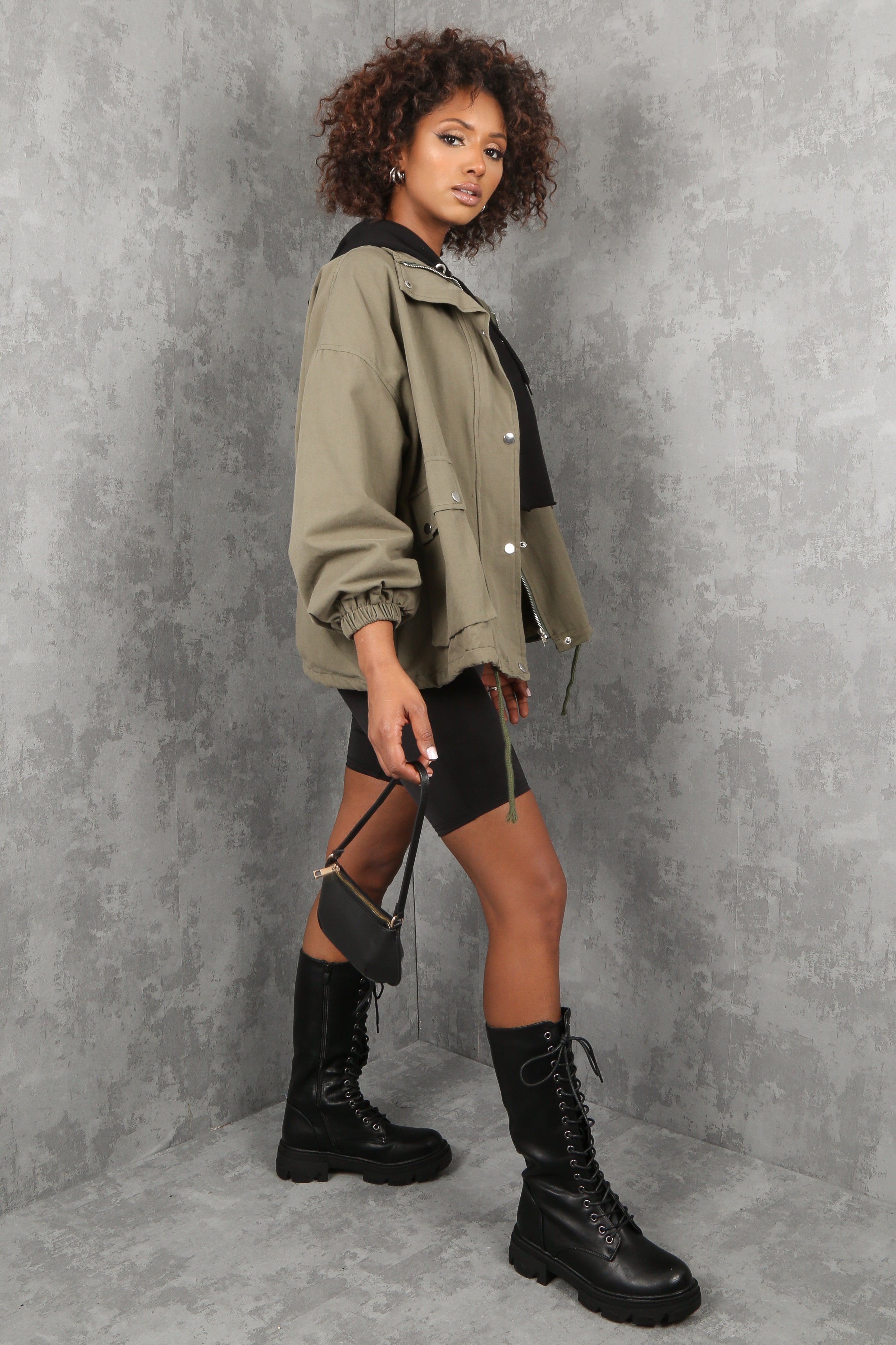 Khaki Front Pocket Cargo Jacket | Dressed in Lucy