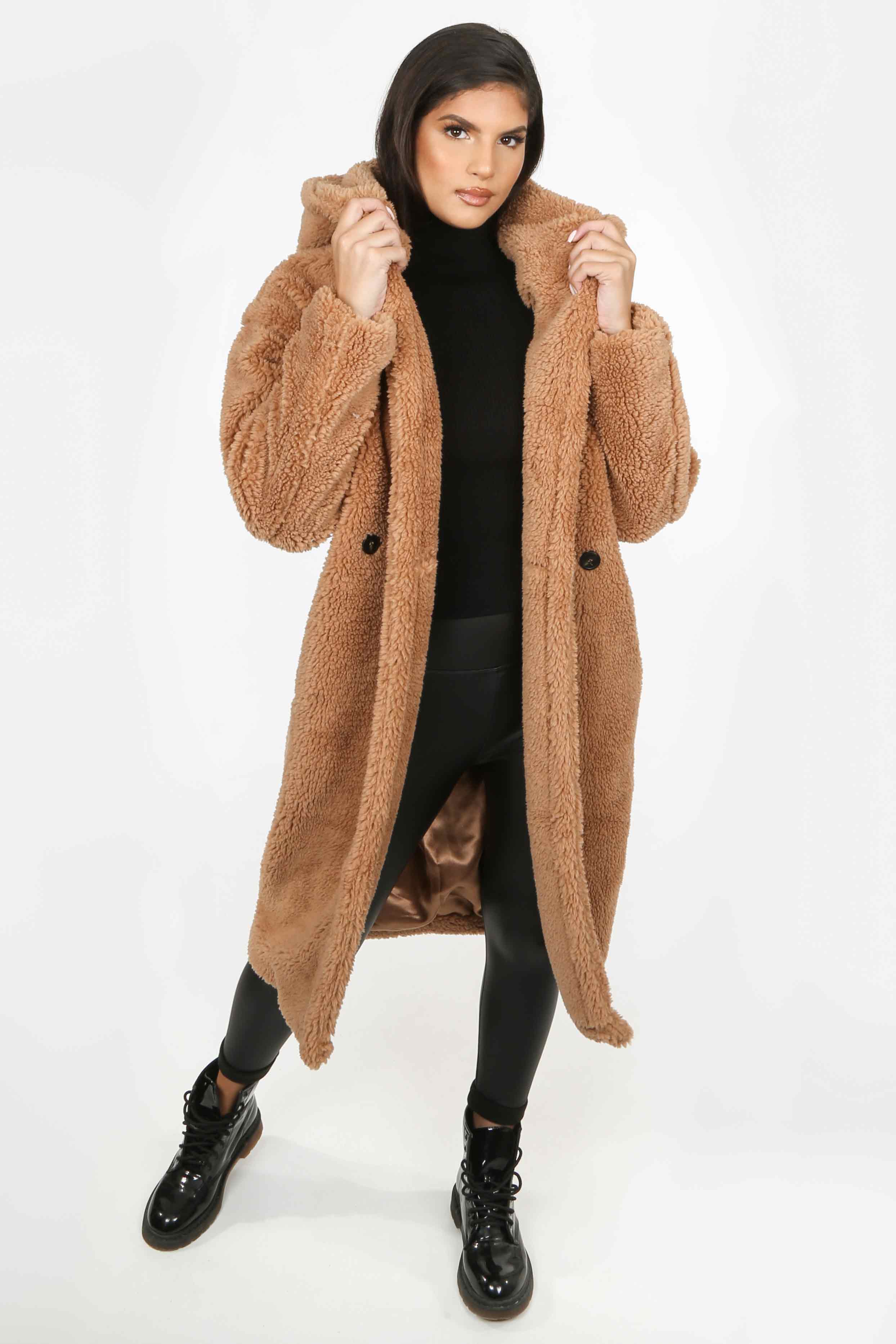 next camel teddy coat