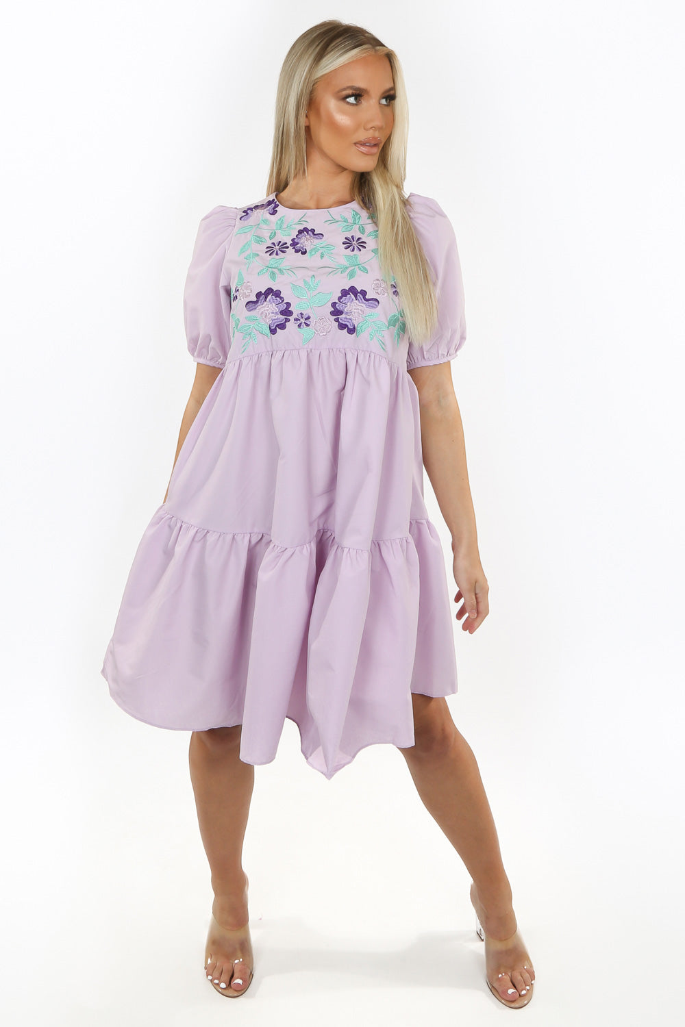 lilac smock dress