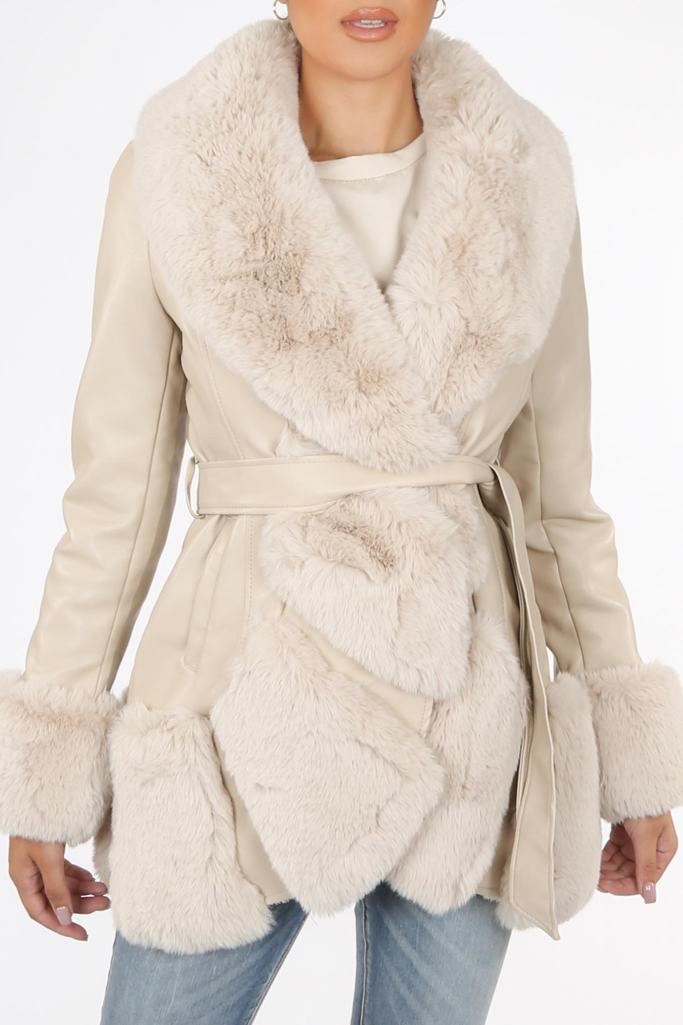 beige fur jacket