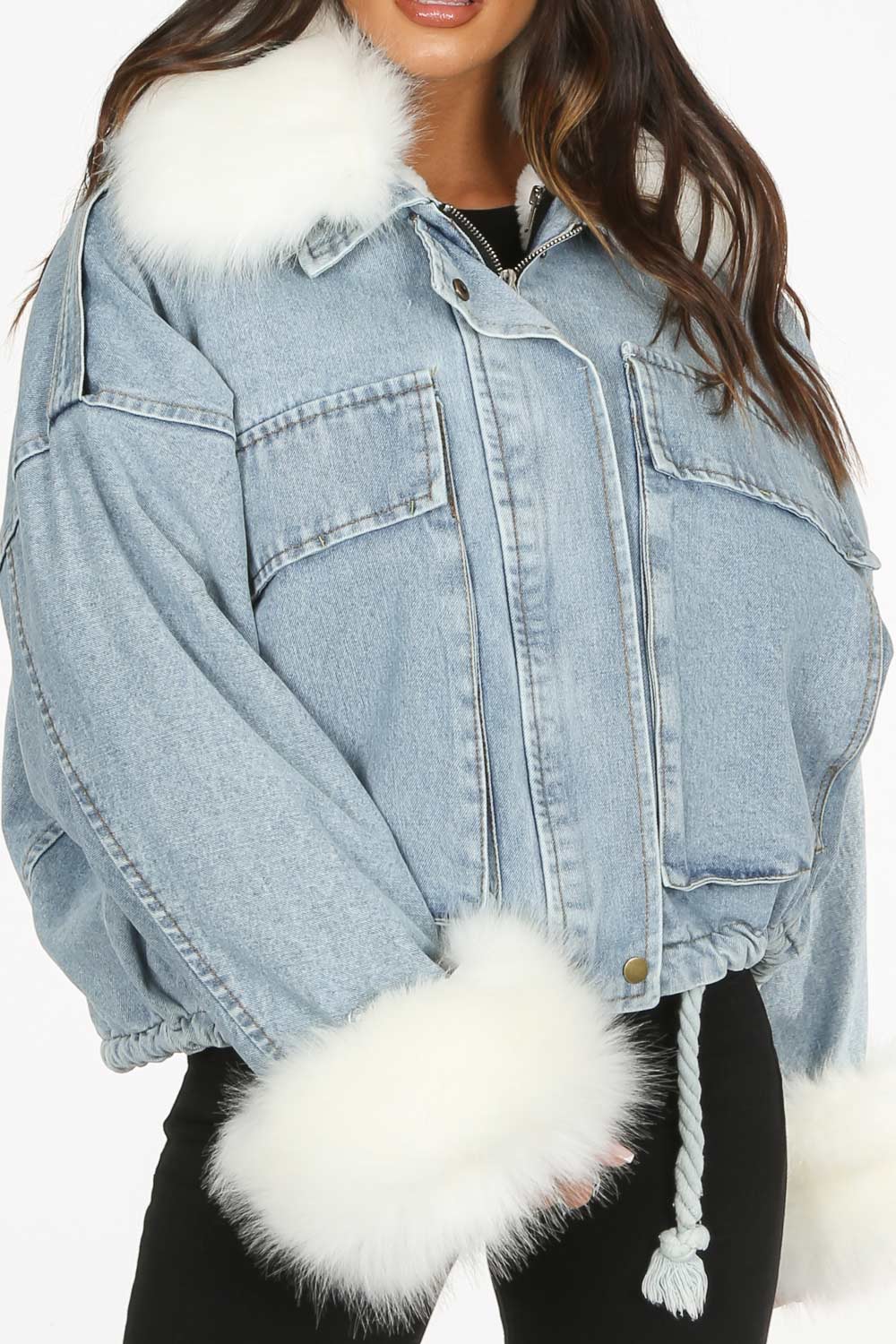 fur denim jacket womens