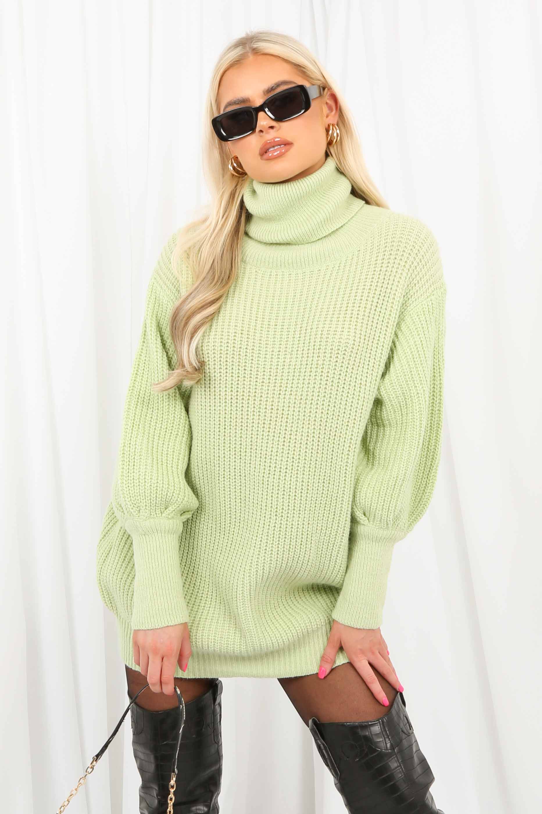 lime green roll neck jumper