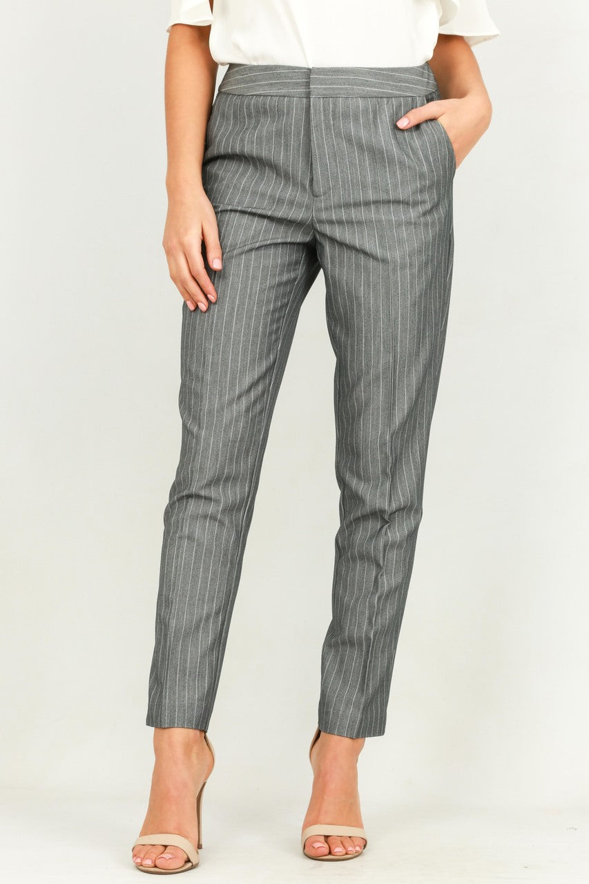 Grey Tailored Pinstripe Trouser | Dressed in Lucy