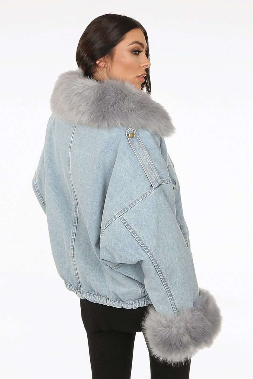 fluffy denim jacket