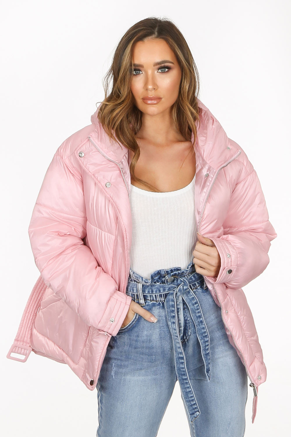 Pink Quilted Belted Puffer Jacket | Dressed in Lucy