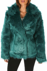 Luxe Faux Fur Coat In Teal