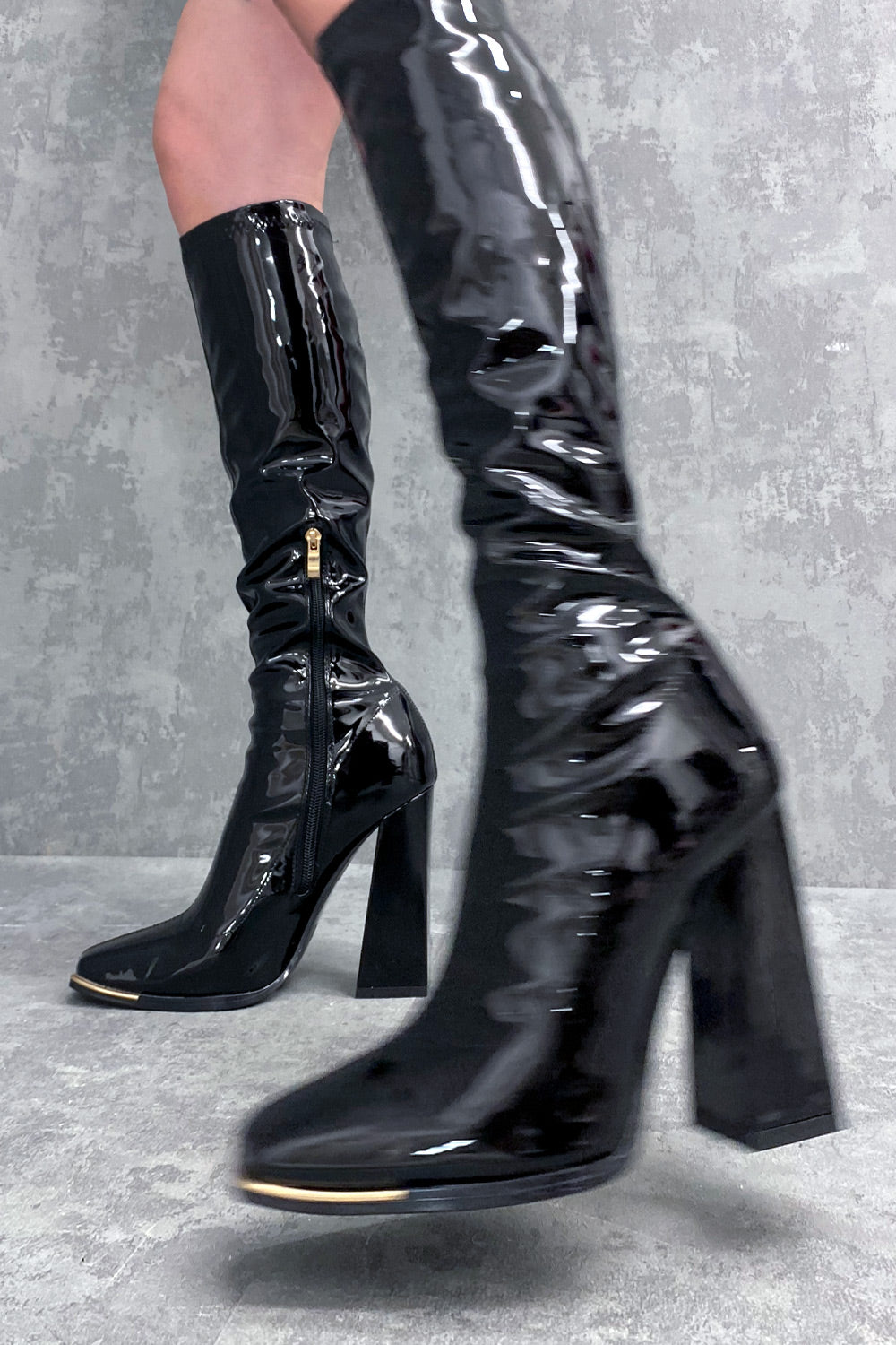 Black Patent Knee High Boots | Dressed in Lucy
