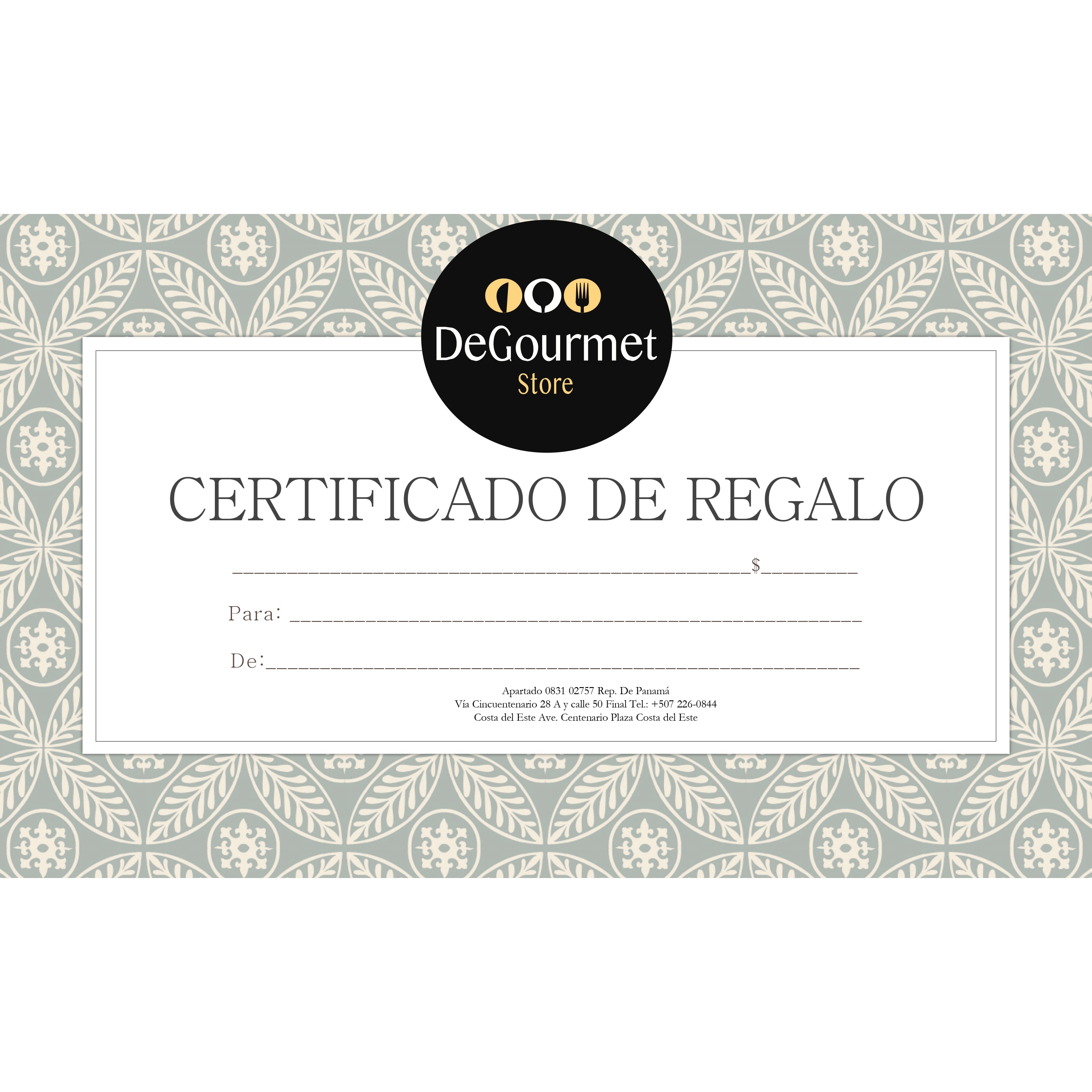 Certificado de regalo – DeGourmet Store