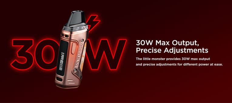 30W Maximum output with precise adjustments to control power output to your preference.