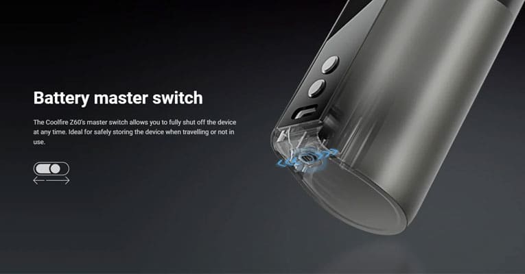 Master switch on the device base allows you to shut off the device at any time.